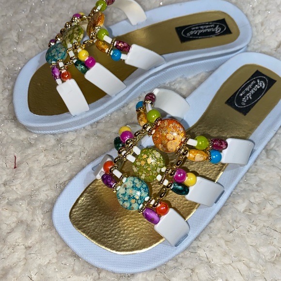 Grandco Gold Beaded Fancy Summer Sandals - Picture 3 of 8